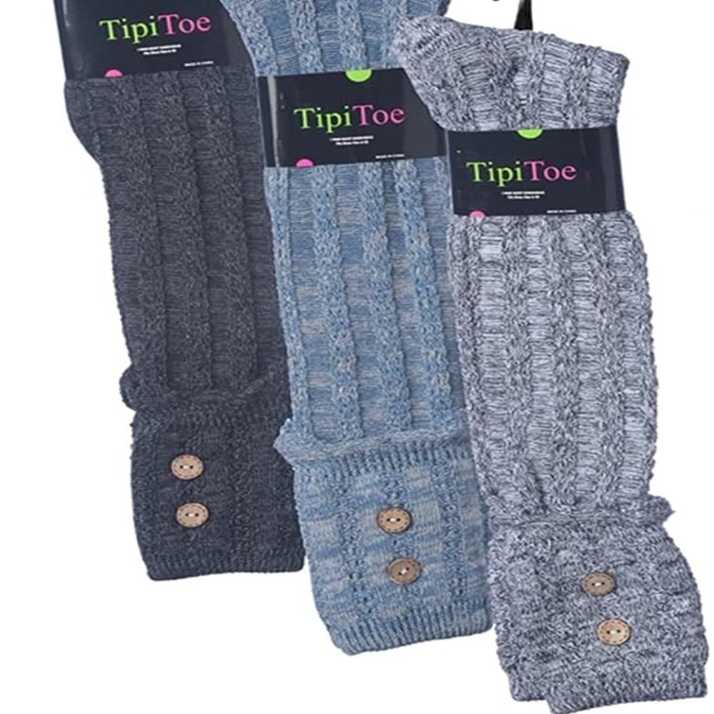Women's Knee High Socks 3 Pair Gray Teal Women's Socks Over The Knee Socks - Picture 5 of 5
